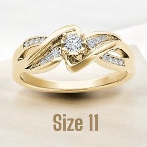 Elegant Wedding Ring, Set with 18K Gold-Plated Synthetic Zirconia